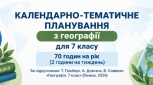 Календарно-тематичне планування з географії. 7 клас НУШ (70 годин) | Гільберг, Довгань, Совенко, 2024