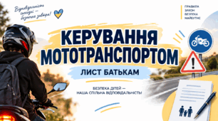 «Безпека неповнолітніх на дорозі: інформаційно-профілактичний лист батькам щодо керування мототранспортом»