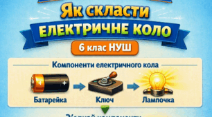 Інфографіка. Як скласти електричне коло. 6 кл НУШ