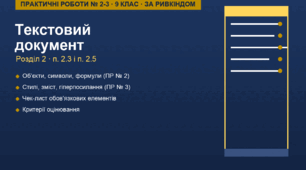 Практичні роботи № 2 і № 3 з інформатики. 9 клас (за Ривкіндом). "Опрацювання текстових даних" - створення текстового документа