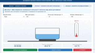 Віртуальна лабораторна робота «Дослідження залежності кількості теплоти від маси, зміни температури та виду речовини»