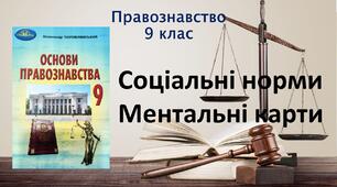 Соціальні норми. Ментальна карта. Диспозитивний метод регулювання прав. (Варіант 2) Правознавство. 9 клас НУШ. До підручника О.Наровлянського.