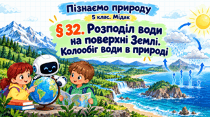Розподіл води на поверхні Землі. Колообіг води в природі. Презентація, інфографіка, робочий аркуш