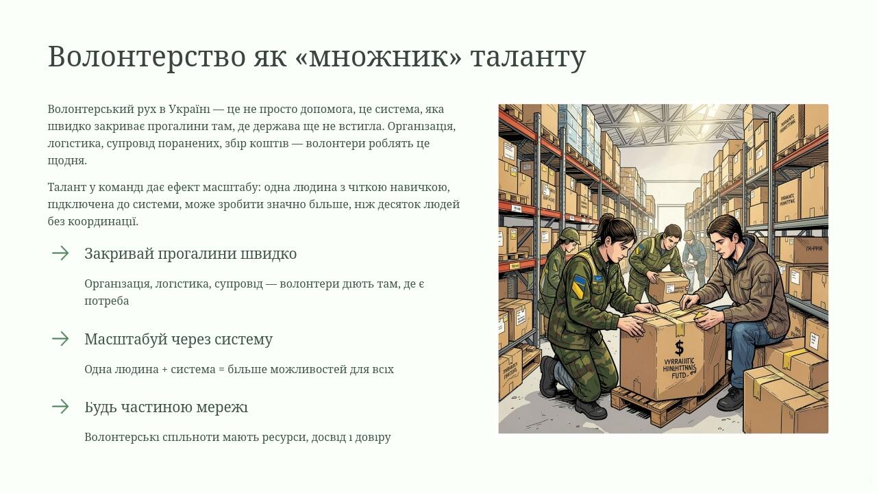 Волонтерство як «множник» таланту Волонтерський рух в Україні — це не просто допомога, це система, яка швидко закриває прогалини там, де держава ще...