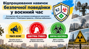 Відпрацювання навичок безпечної поведінки у воєнний час. Алгоритму дій при сигналах оповіщення населення: «Увага всім!», «Повітряна тривога», «Хімічна небезпека». 7 клас НУШ, Гущина
