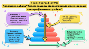 Практична робота "Аналіз статево-вікових пірамід країн з різною демографічною ситуацією" 9 клас НУШ Географія Тест