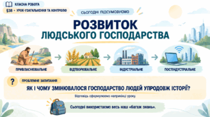 6 клас_НУШ_§ 38. Урок-узагальнення та контролю за темою «Розвиток людського господарства»_презентація_опорний аркуш_робочий аркуш_робочий аркуш для ООП