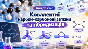  Ковалентні карбон-карбонові зв'язки та гібридизація. Хімія, 10 клас