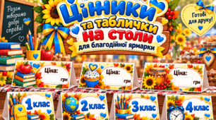 Цінники та таблички на столи для благодійної ярмарки