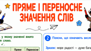 Робочі аркуші «Пряме і переносне значення слів» для 2 класу