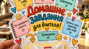 Листівка "Домашнє завдання для вчителя" (День вчителя)