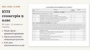 КТП з геометрії 9 клас на 88 годин (2,5 год на тиждень) за Істером