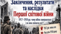 «Закінчення, результати та наслідки Першої світової війни» — 10 клас. Презентація