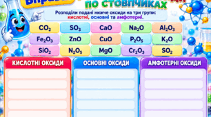 Вправа "Розподіли оксиди по стовпчикам
