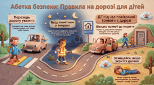 Плакат "Абетка безпеки: правила на дорозі для дітей" (з 6 частин)