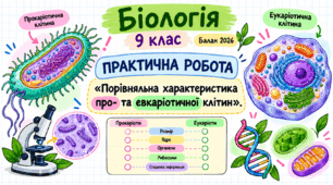 Практична робота «Порівняльна характеристика про- та евкаріотичної клітин»