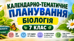 Календарно-тематичне планування з біології 7 клас НУШ на 2026/2027 н. р. — 87 годин (Балан П. Г. та ін.)