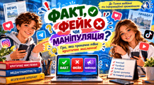 Гра для 5-12 класів «ФАКТ, ФЕЙК чи МАНІПУЛЯЦІЯ?» (Гра, яка прокачає критичне мислення). До Глобального тижня медійної та інформаційної грамотності  (24–31 жовтня)