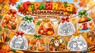 🍂 Гірлянда-розмальовка «Осінні мішечки» 🍁
