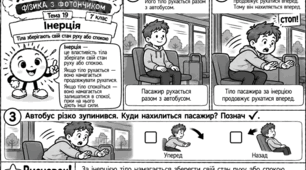 «ЯК ЦЕ ПРАЦЮЄ? ФІЗИКА З ФОТОНЧИКОМ». Авторська серія модифікованих навчальних коміксів з фізики для учнів 7 класу з ООП. Тема 19 «Інерція»
