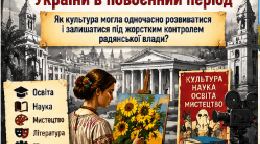 Презентація «Особливості розвитку культури України в повоєнний період» | 11 клас | Історія України