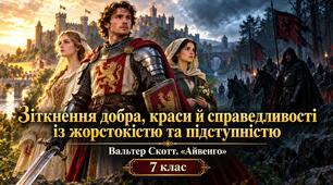 Зіткнення добра, краси й справедливості із жорстокістю та підступністю в романі В. Скотта «Айвенго». презентація +робочі аркуші