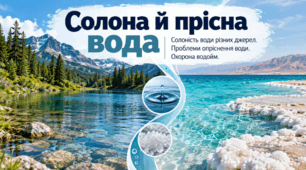 Солона й прісна вода, солоність води різних джерел, проблеми опріснювання води. Проблеми охорони водойм. Довкілля 6 клас НУШ