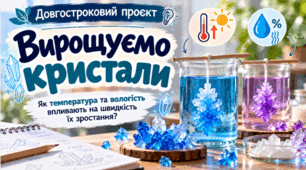 Вирощування кристалів та дослідження впливу різних умов ( температура та вологість) на швидкість їх зростання. Довкілля 6 клас НУШ