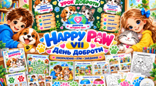 HAPPY PAW — ДЕНЬ ДОБРОТИ. Великий комплект: оформлення, ігри, завдання, паспорт доброти
