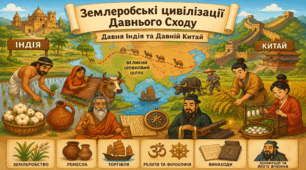 Землеробські цивілізації Давнього Сходу.  Виникнення та розвиток цивілізацій у давніх Індії та Китаї.