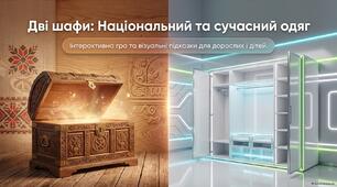 Дві шафи: Національний та сучаснийодяг.