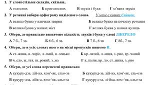 Діагностувальна робота з української мови. Звуки і букви. 3 клас