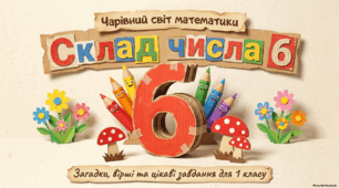Склад числа 6 .  Чарівний світ математики для учнів 1 класу