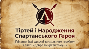 Тіртей (VII ст. до н. е.). «Добре вмирати тому…». Утілення ідеї єдності народу, заклик до спільного героїзму заради вітчизни у творі. Ідеал спартанського героя.