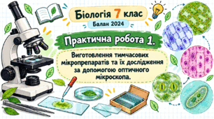 Практична робота № 1 «Виготовлення тимчасових мікропрепаратів та їх дослідження за допомогою оптичного мікроскопа»