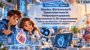 8 клас STEM Урок 9 Біоніка. Біотехнології. Трансплантологія. Нейропротезування. Моделювання та 3D-моделювання. Робота над проєктом «3D-моделювання системи кровообігу людини»