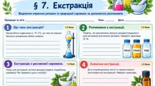 Хімія 9 клас НУШ "Екстракція" (робочий аркуш)