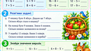 Картки "Додавання і віднімання з переходом через десяток у межах 20"
