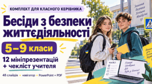 Бесіди з безпеки життєдіяльності для 5–9 класів: 12 мініпрезентацій + чекліст учителя
