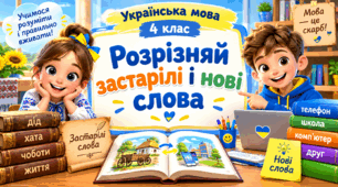 Презентація до уроку української мови, 4 клас, "Розрізняй застарілі і нові слова"