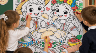 🥟🎨 Велика розмальовка до Дня вареників! 💙💛  1, 2, 4, 9, 16, 25 аркушів