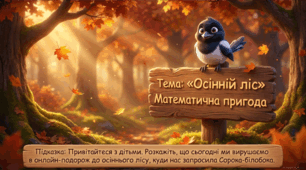 Презентація+конспект заняття "Осінній ліс. Число та цифра 3". Логіко-математичний розвиток. Старша група. Жовтень