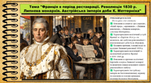 Франція в період реставрації. Революція 1830 р. Липнева монархія. Австрійська імперія доби К. Меттерніха. Всесвітня історія. 9 клас. НУШ (2026). До підручника Щупак І. та ін.