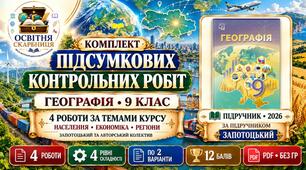 Комплект підсумкових контрольних робіт з географії Запотоцького без ГР за 4 темами курсу