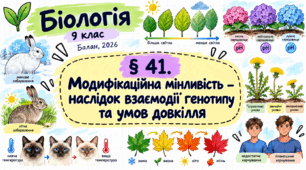 Модифікаційна мінливість – наслідок взаємодії генотипу та умов довкілля. Презентація, інфографіка, робочий аркуш