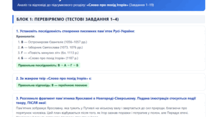 Розробка навчального путівника-конспекту з відповідями на всі завдання (1–19) розділу «Слово про похід Ігорів» для 9 класу
