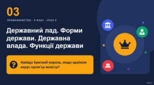 Правознавство 3 урок тема: "Державний лад. Форми держави. Державна влада. Функції держави"