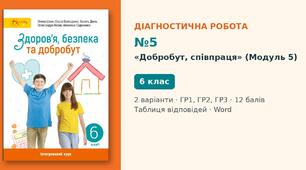 Комплексна підсумкова діагностична робота №5 з теми «Добробут, співпраця» (Модуль 5) — Здоров'я, безпека та добробут, 6 клас НУШ (Шиян, Світич), 2 варіанти з відповідями