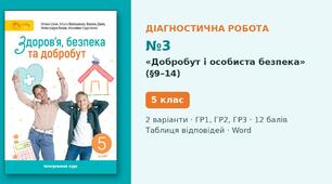 Комплексна підсумкова діагностична робота №3 з теми «Добробут і особиста безпека» (Модуль 3, §9–14) — Здоров'я, безпека та добробут, 5 клас НУШ (Шиян, Світич), 2 варіанти з відповідями