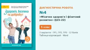 Комплексна підсумкова діагностична робота №4 з теми «Фізичне здоров'я і фізичний розвиток» (Модуль 4, §15–22) — Здоров'я, безпека та добробут, 5 клас НУШ (Шиян, Світич), 2 варіанти з відповідями